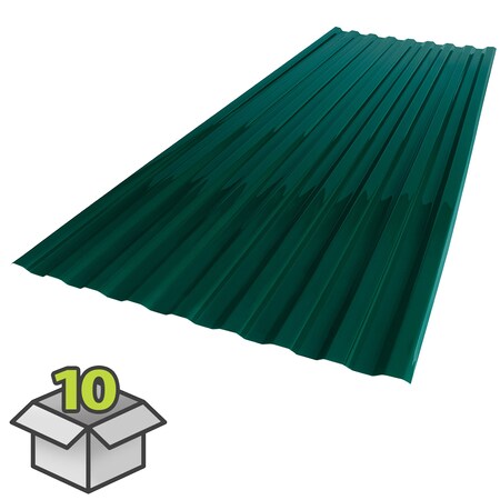 Suntuf 26 in. x 6 ft. Hunter Green Polycarbonate Roof Panel, 10PK 400990